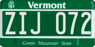 VT license plate ZIJ072