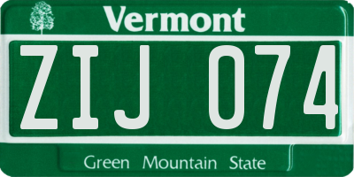 VT license plate ZIJ074