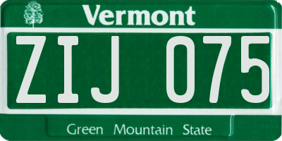 VT license plate ZIJ075