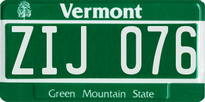 VT license plate ZIJ076