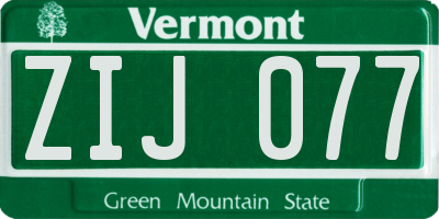 VT license plate ZIJ077