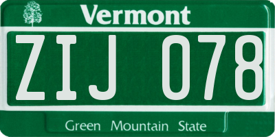 VT license plate ZIJ078