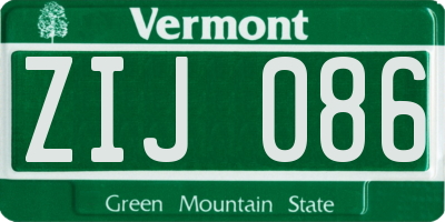 VT license plate ZIJ086