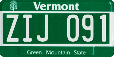VT license plate ZIJ091