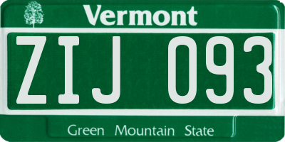 VT license plate ZIJ093