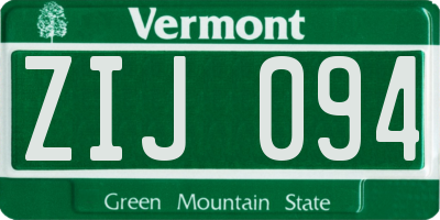 VT license plate ZIJ094