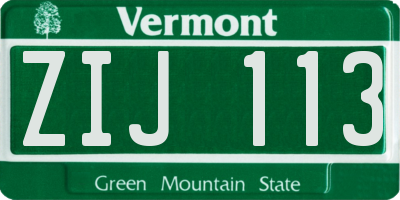 VT license plate ZIJ113