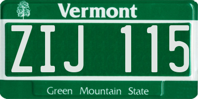 VT license plate ZIJ115