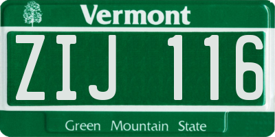 VT license plate ZIJ116