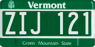 VT license plate ZIJ121