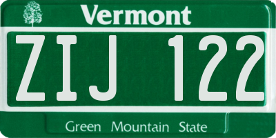 VT license plate ZIJ122