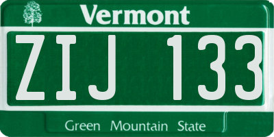 VT license plate ZIJ133