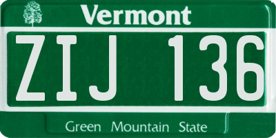 VT license plate ZIJ136