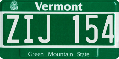 VT license plate ZIJ154