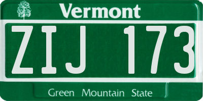 VT license plate ZIJ173