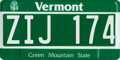VT license plate ZIJ174