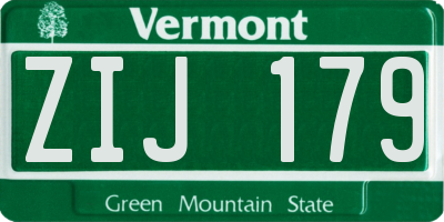 VT license plate ZIJ179