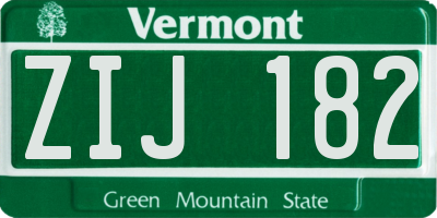 VT license plate ZIJ182