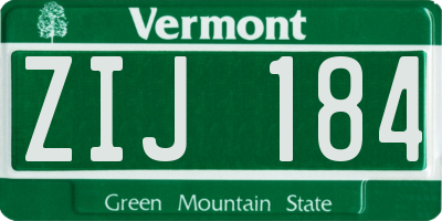 VT license plate ZIJ184