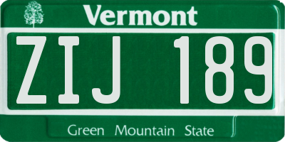 VT license plate ZIJ189
