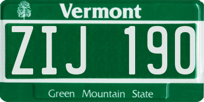 VT license plate ZIJ190