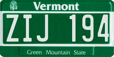 VT license plate ZIJ194