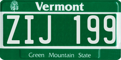 VT license plate ZIJ199