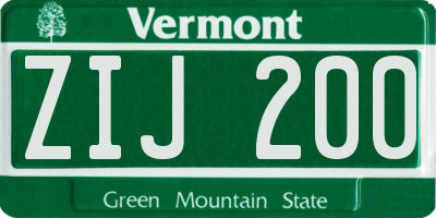 VT license plate ZIJ200