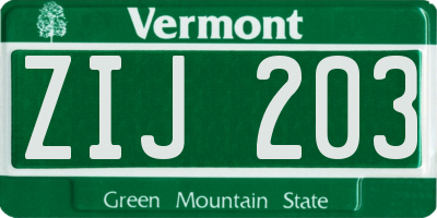 VT license plate ZIJ203