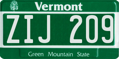 VT license plate ZIJ209