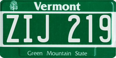 VT license plate ZIJ219