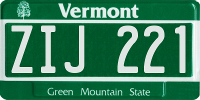 VT license plate ZIJ221