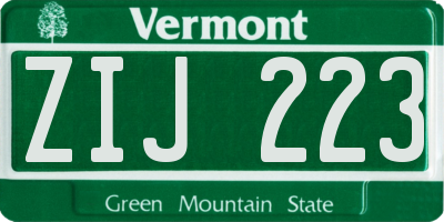 VT license plate ZIJ223