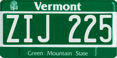 VT license plate ZIJ225