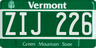 VT license plate ZIJ226