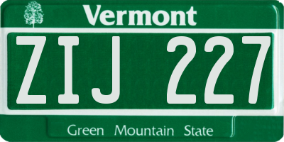 VT license plate ZIJ227