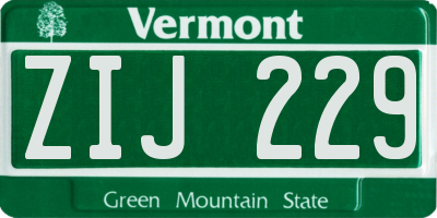 VT license plate ZIJ229