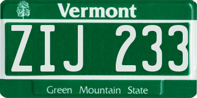 VT license plate ZIJ233