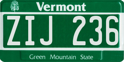 VT license plate ZIJ236