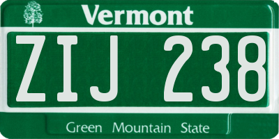 VT license plate ZIJ238