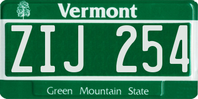 VT license plate ZIJ254