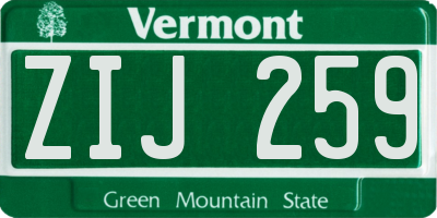 VT license plate ZIJ259