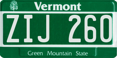 VT license plate ZIJ260