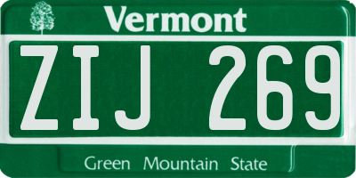 VT license plate ZIJ269