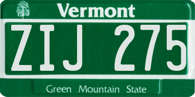 VT license plate ZIJ275