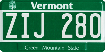 VT license plate ZIJ280
