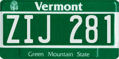 VT license plate ZIJ281