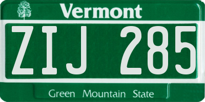 VT license plate ZIJ285