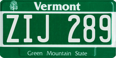 VT license plate ZIJ289