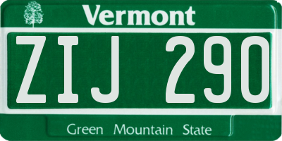 VT license plate ZIJ290